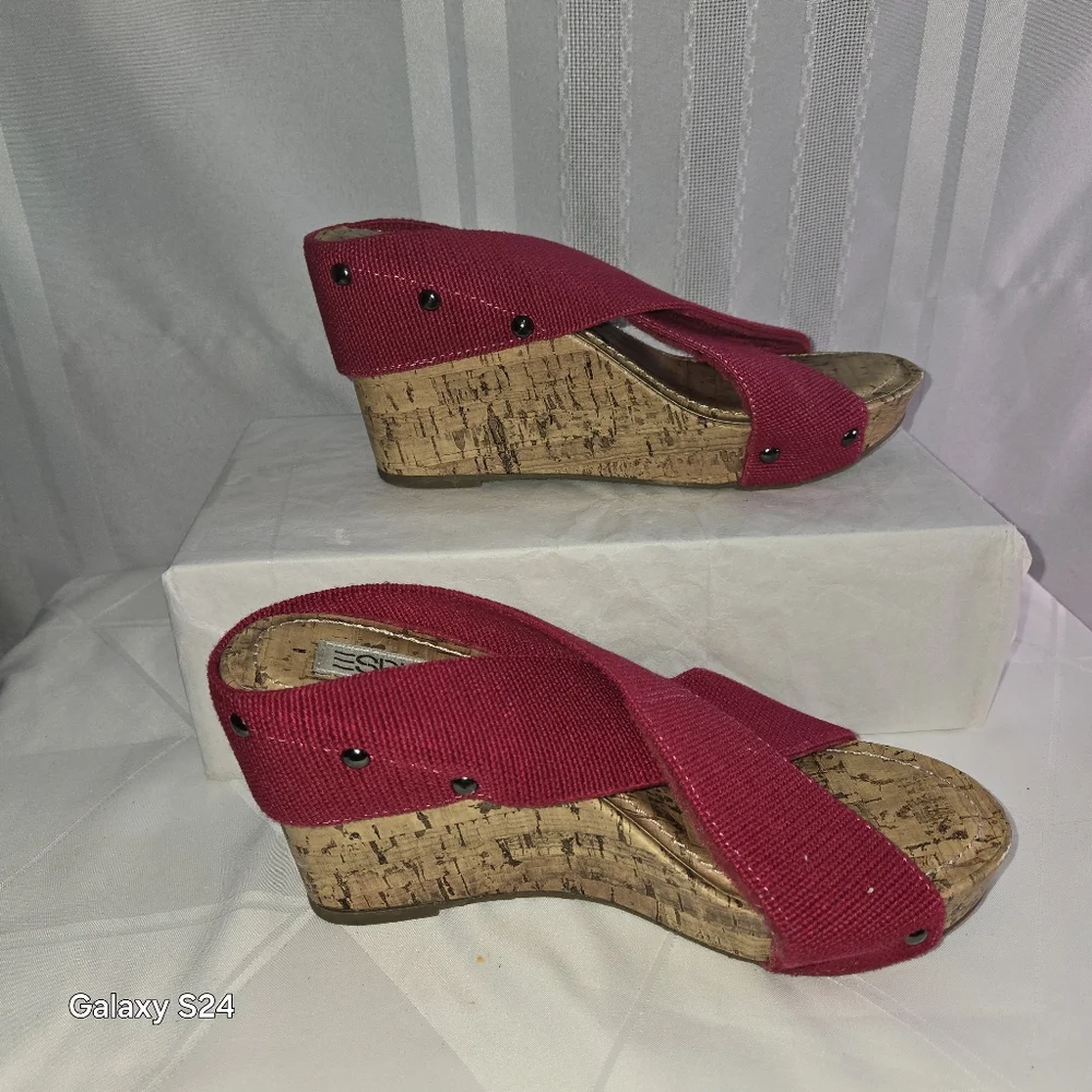 Esprit Women's Cork Wedge Sandals, Size 7.5 M Raspberry Pink - Picture 9 of 15